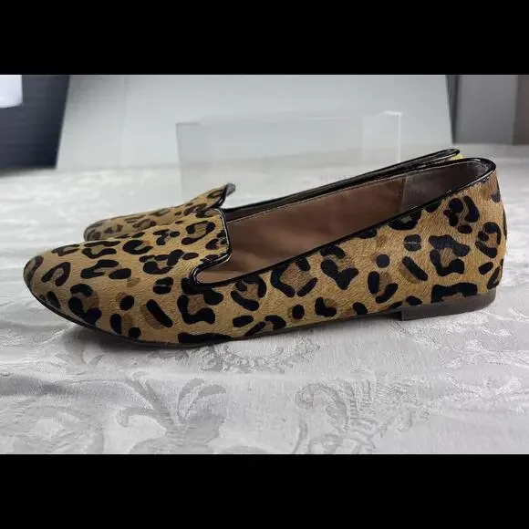 J Crew Womens Flats Size 9.5 Leather Leopard Print Driving Moccasins - Picture 4 of 9